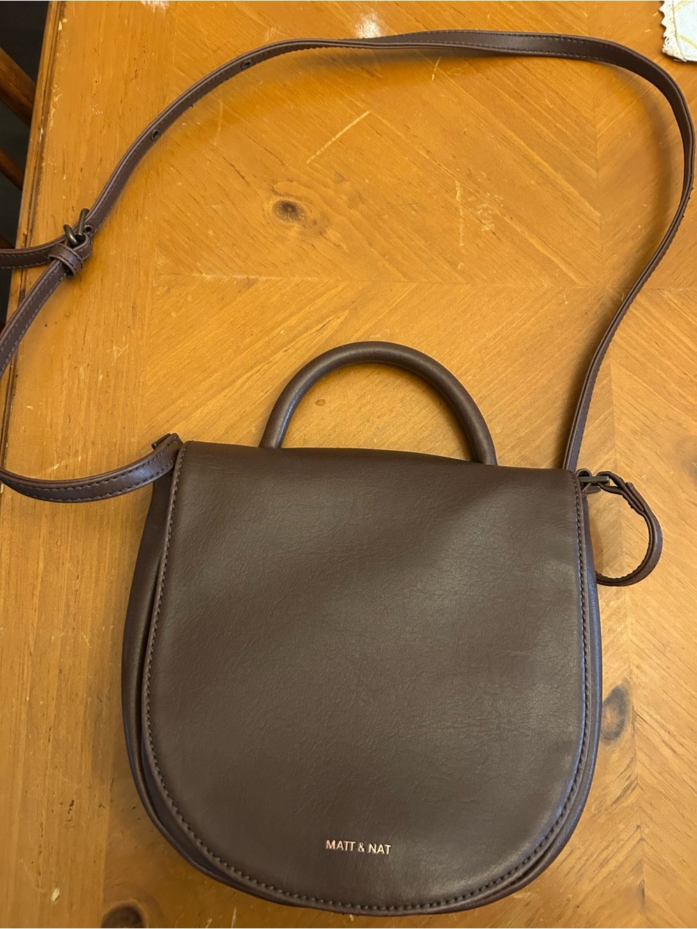 Matt & Nat Dark Brown Crossbody Saddle Bag